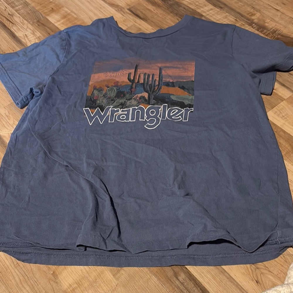 Wrangler Blue Short Sleeve Tee with Scenic Graphic